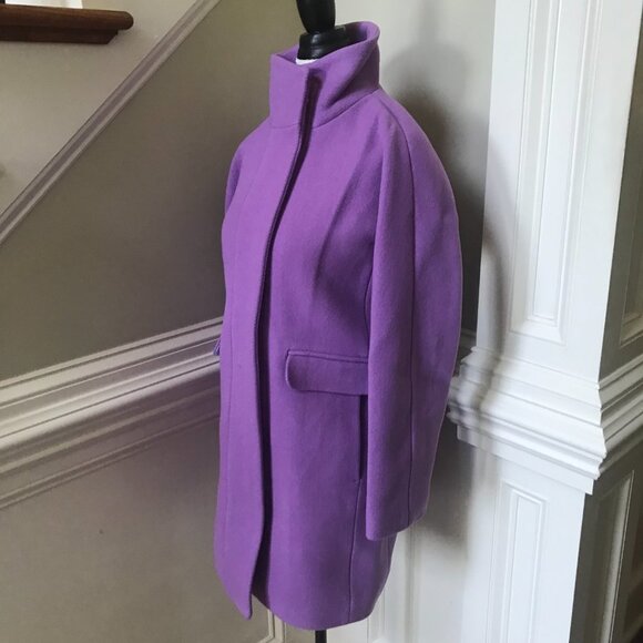 NWT JCREW NEW Cocoon Coat Jacket Womens 0 Purple Italian Stadium Cloth Wool NEW - Picture 8 of 12